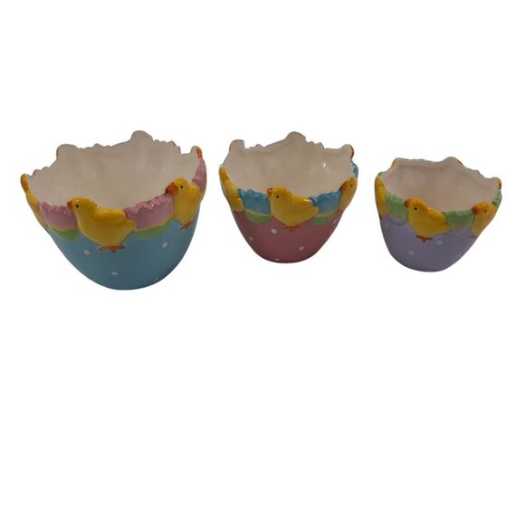Housewares International Ceramic Easter Chicks Eggs 3 Piece Nesting Bowls Set - Picture 14 of 16